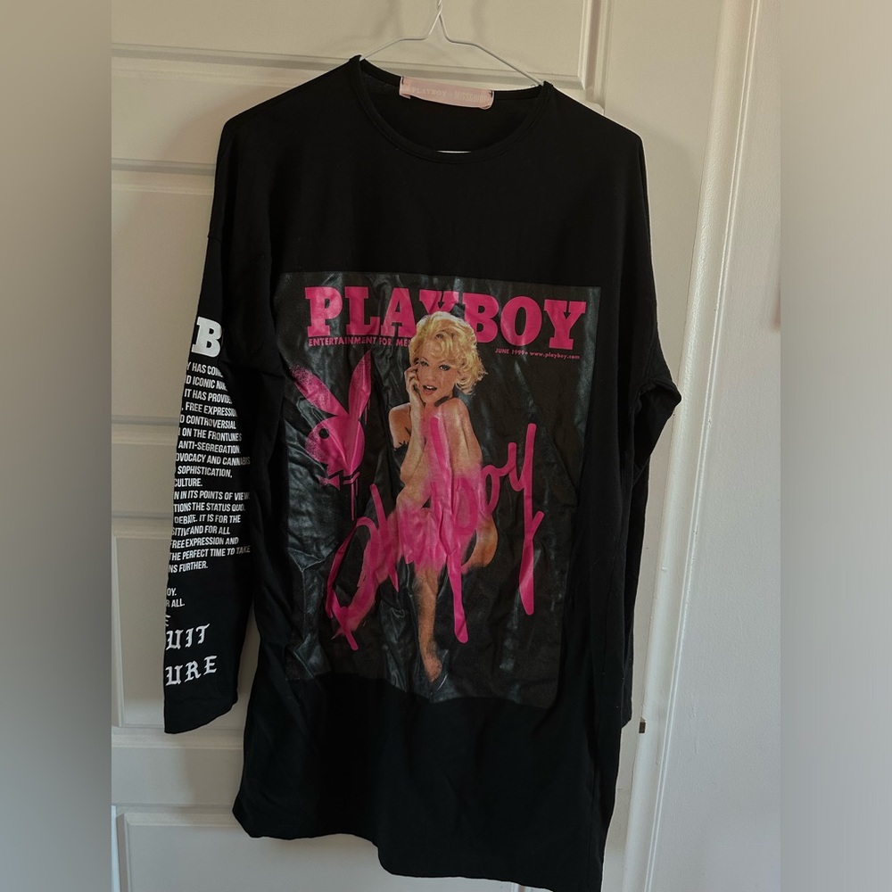 Playboy X Missguided Long Sleeve Oversized T Shirt